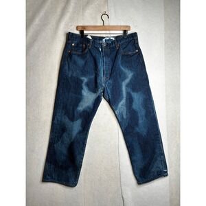 Levis 501 Original Fit Mens Custom Bleach Splash Button Fly Jeans Blue W40 L30